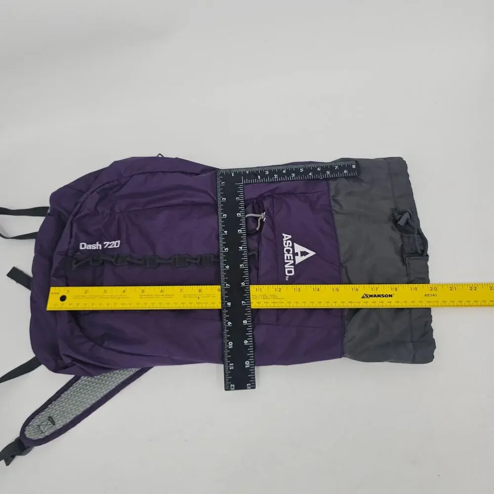 Ascent Dash 720 Outdoor Hiking Camping School Lightweight Backpack Purple Gray